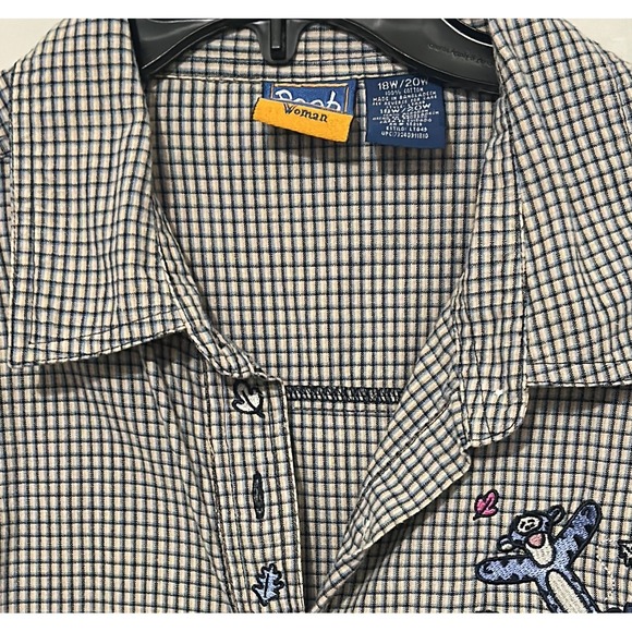 Pooh Woman Tops - Pooh Woman Tigger Embroidered Gingham Shirt